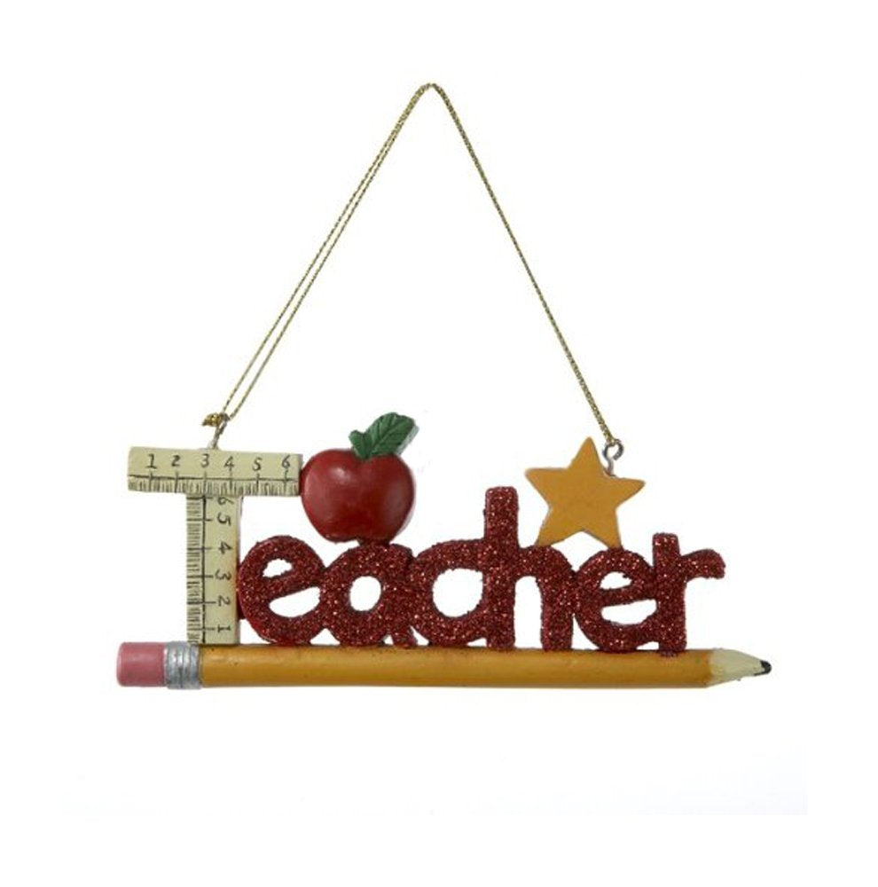 Teacher Words Christmas Tree Ornament Decoration Pencil Apple Ruler Star C8503