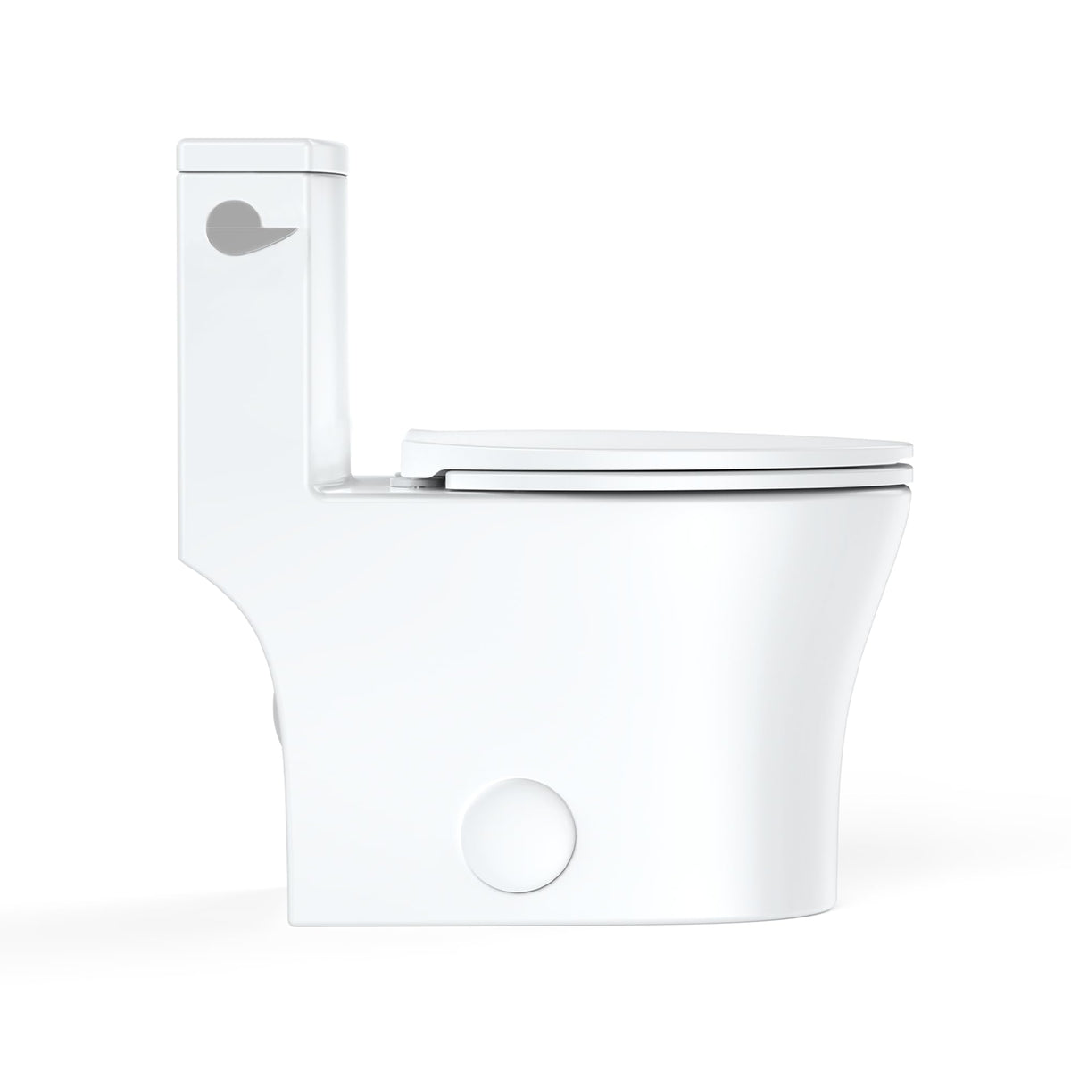 One-Piece Toilet for Bathroom, Comfort Height 16", Elongated with Under-Locking Lid, Soft Close Seat, Dual Flush, Powerful Flush