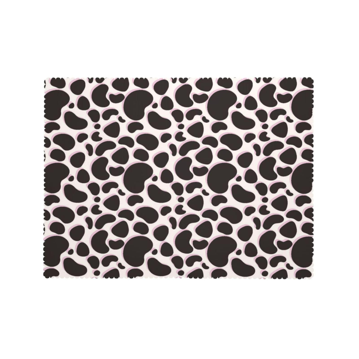 DRAVVIX Animal Skin Texture Rectangular Tablecloth Black Cow Print Table Cloth with Wavy Lace Decoration Polyester Table Cover for Dining, Parties 54x72 inch