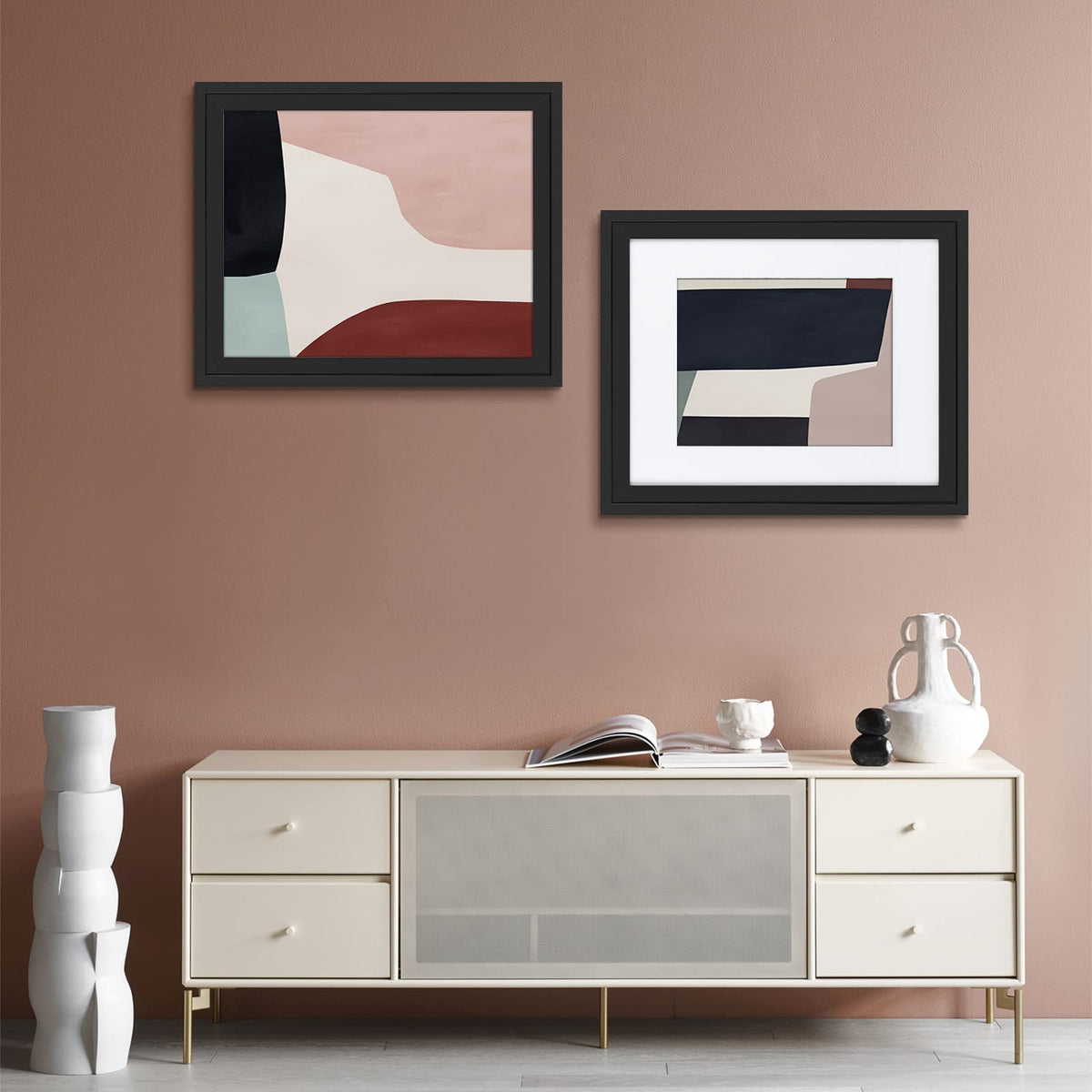 Golden State Art, 16x20 Picture Frame - Displays 11x14 Photo with Mat or 16x20 Without Mat, Wide Moulding Solid Wood Frame for Wall Display, Black