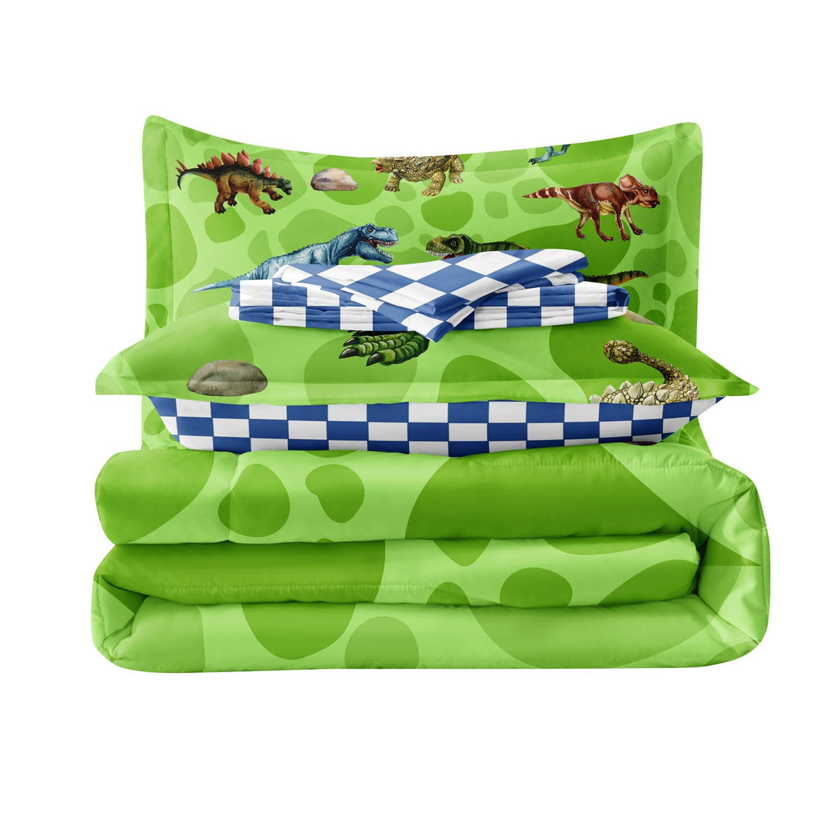 Leaflin Kids Dino Bedding Comforter Set Twin Size, 5 Pieces Bed in a Bag