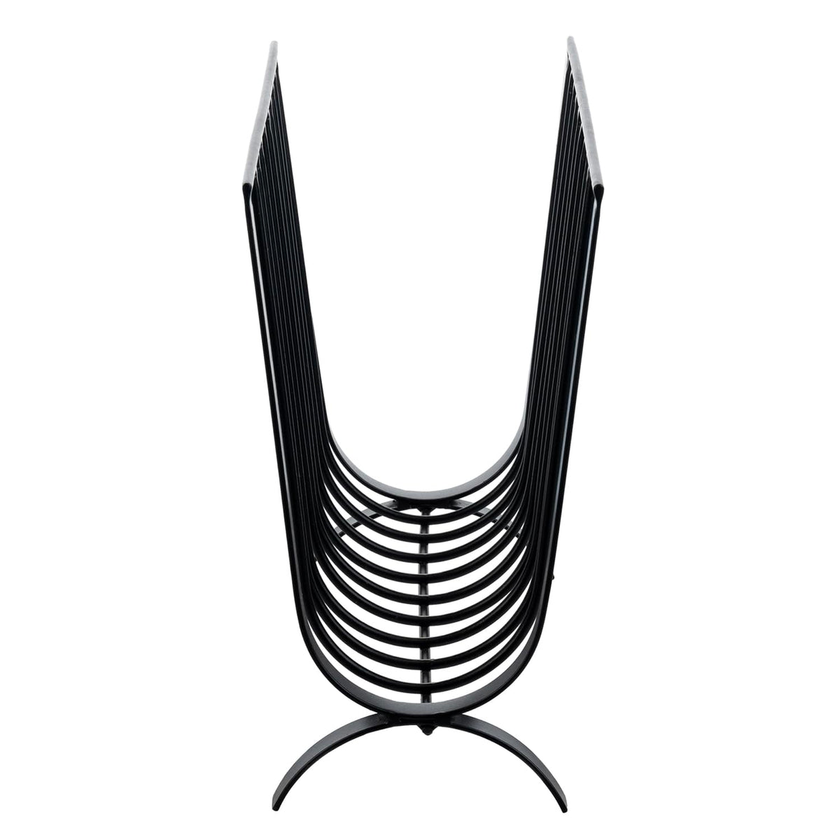 MyGift Matte Black Metal Magazine Rack, Deluxe Mid Century Wire Magazine Rack, Tabletop or Floor Standing Sling Basket for Magazines and Newspapers