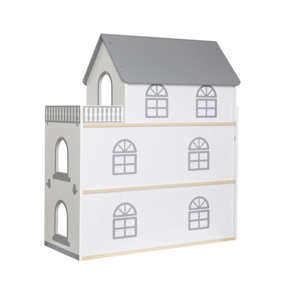 Wooden Dream Playhouse for Girls with Balcony,Doll House for Kids with Furniture,DIY Pretend Play House Toy, Children Dollhouses Toys with 12 PCS Accessories,Birthday Gifts for Boys Girls Ages 3+