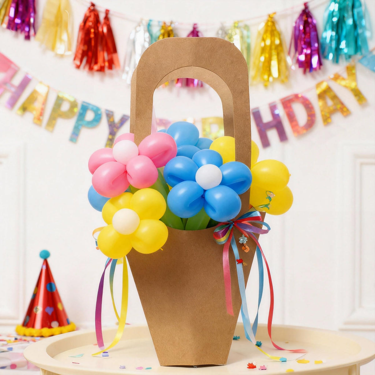xialgshe 20 Pcs kraft paper flowers gift bags bouquets bags cones flower bouquet bags with handle to make bouquets for wedding,paper wedding birthday gift bag valentines day gift bag