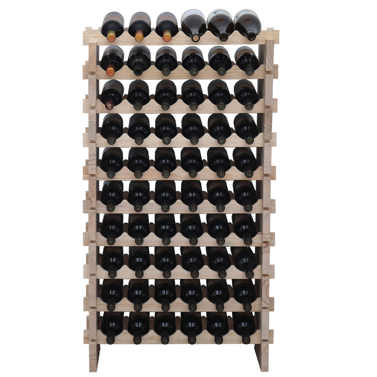 fdjamy Wine Rack Solid Wood Stackable Storage Wooden Wine Rack Wine Cabinet (60 Bottles, Natural Color)