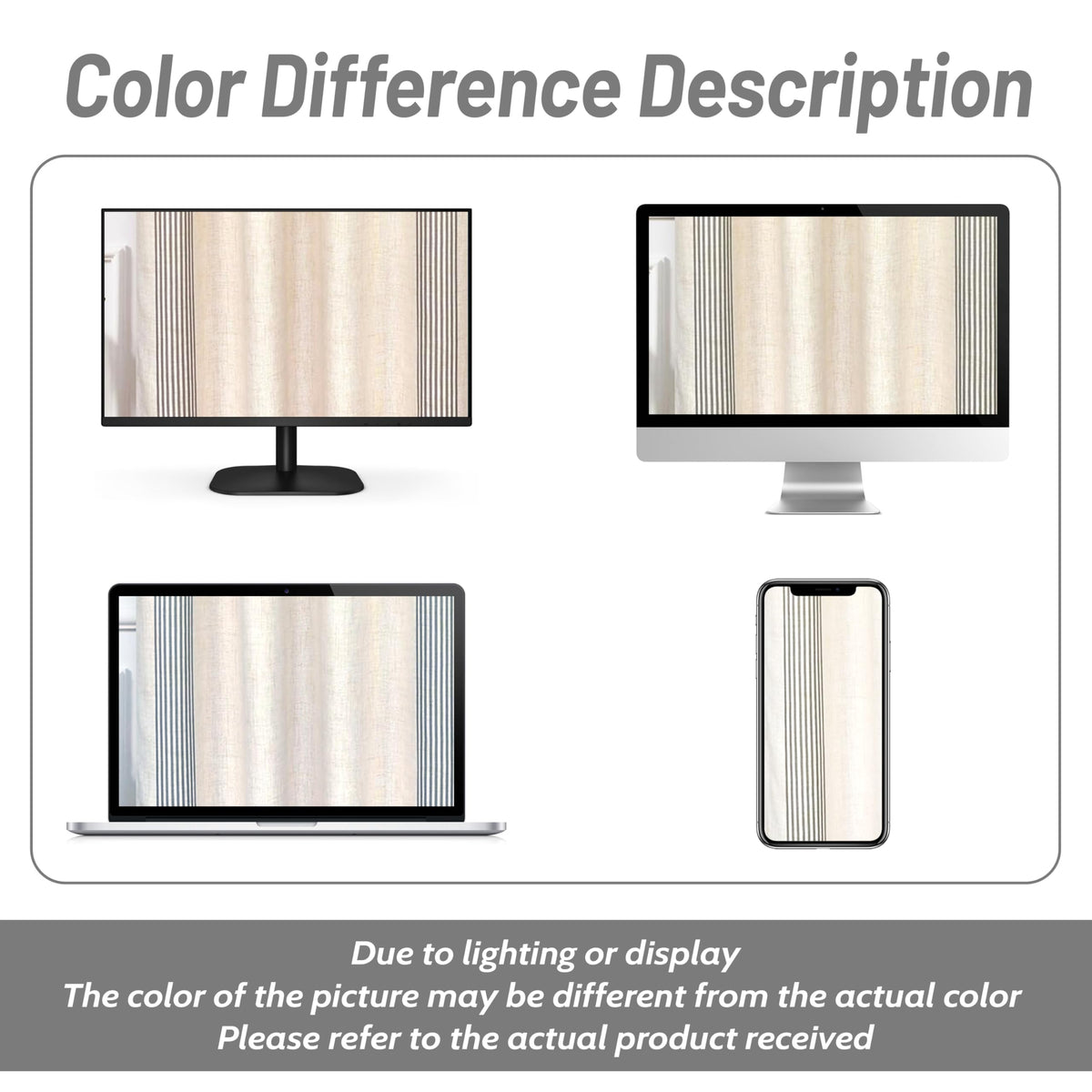 DriftAway Chris Linen Blackout Curtains with Thermal and Sound Reducing Layer 84 Inches Long for Bedroom Striped Printed Drapes Thermal Insulated Lined Window Treatments for Living Room Cabana Gray