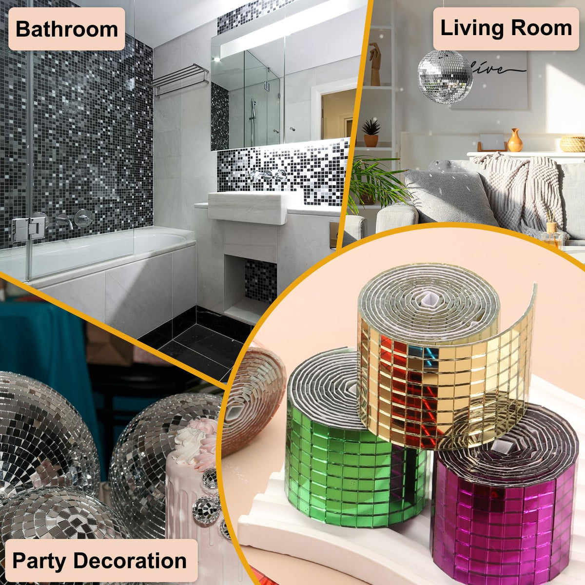 PATIKIL 5x5mm Self Adhesive Mirrors Mosaic Tiles, 3840 Pcs Square Mini Glass Mosaic Disco Tile Sticker for DIY Craft Disco Ball Party Decoration, Green