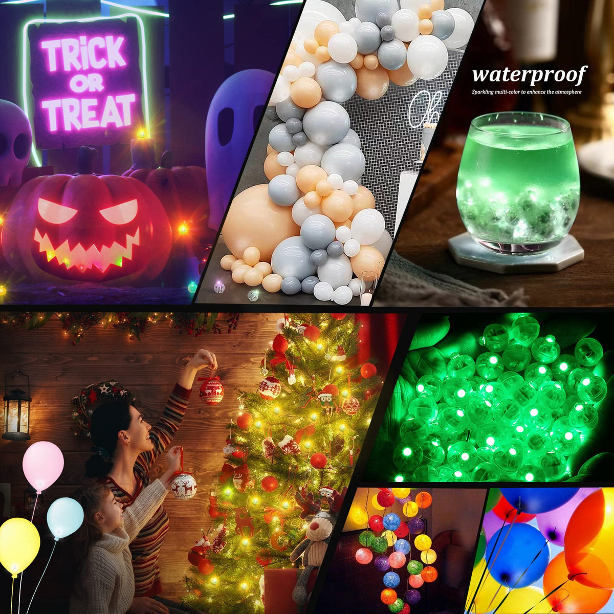 200pcs LED Green Balloon Lights, Round LED Mini Lights for Paper Lantern Balloon Birthday Party Event Indoor Outdoor Wedding Decoration Halloween Christmas Supplies