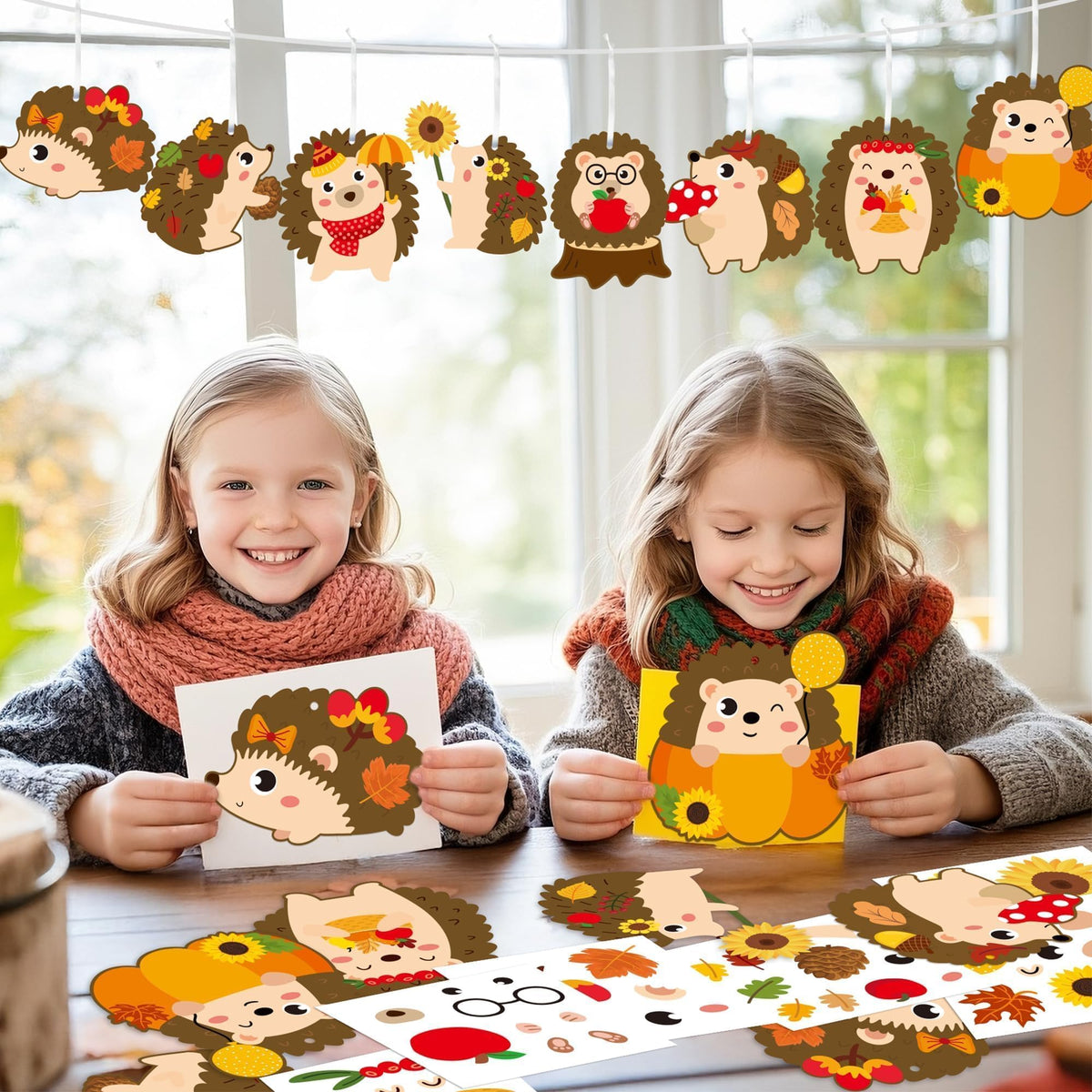 EZdhuawuse Simmer Craft for Kids Kindergarten DIY Hedgehog Craft Kits 123Pcs Thanksgiving Art Craft Make Your Own Hedgehog Set for Home Class Office Game Art Activities Preschoolers Holiday Gifts