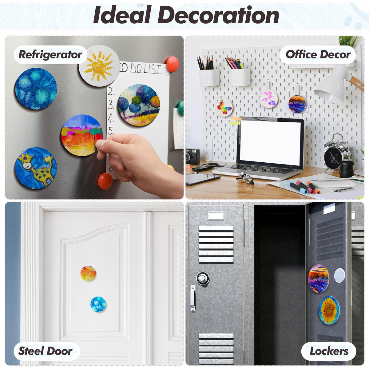 Engrowtic 50 Pcs Magnetic Painting Canvas Panel Mini Canvas Boards for Painting Mini Tile Art for Fridge Locker Art Crafts DIY(2.5 in,Round)