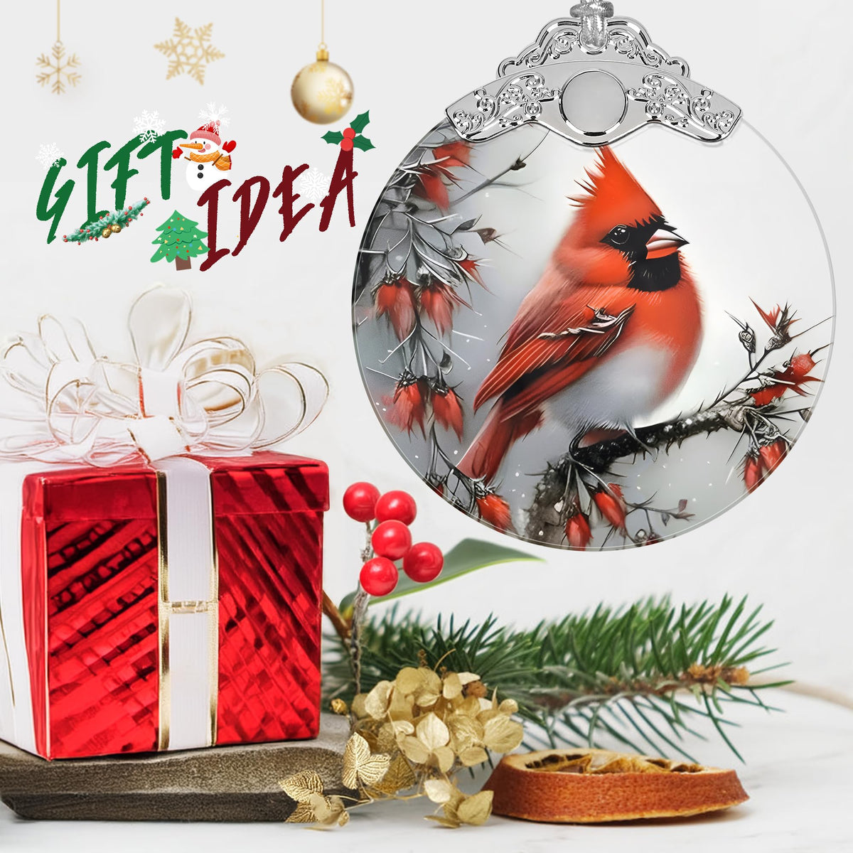 Christmas Ornaments - Stained Glass Cardinal Decor - Tree Ornament - Cardinal Gifts