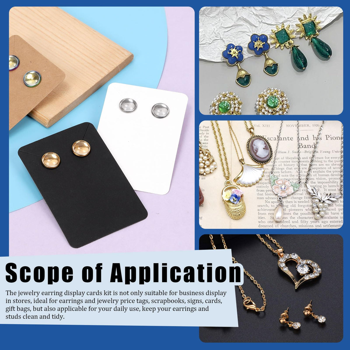 Glarks 550Pcs Earring Cards with Earring Backs and Self-Sealing Bags Kit, 9 x 6 cm 3 Colors Earring Display Cards Earring Holder Cards for Stud Earrings Dangle Jewelry Display Earring Packaging