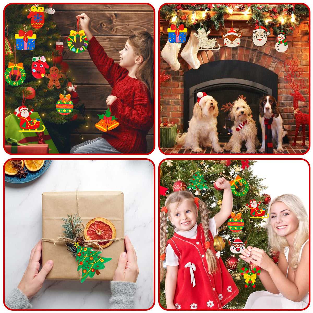 MGparty 60Pcs DIY Wood Slices, Wooden Christmas Ornaments Bulk for Crafts, Unfinished Paintable Wooden Hanging Decorations, Wood Kit for Crafts with 12 Coloured Pens and 60 Jingle Bells
