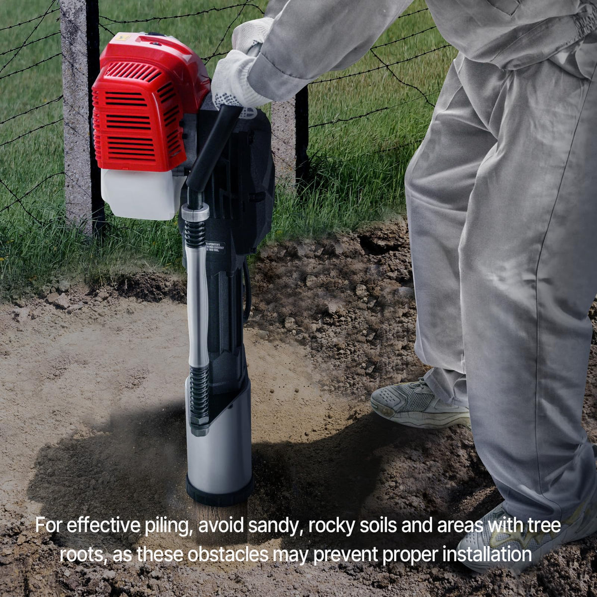 VEVOR Gas-Powered T Post Driver,2-Stroke 1300W,52cc,W/3Head