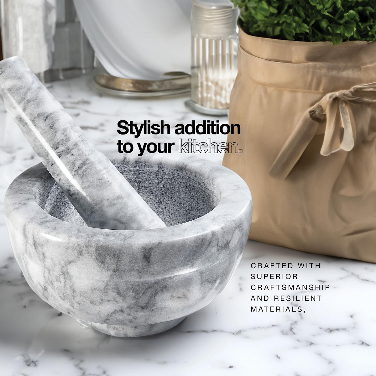 Sagler Mortar and Pestle Set - Small Grinding Bowl Container for Guacamole, Spices, Salsa, Pesto, Herbs - Best Mortar and Pestle Spice and Pills Crusher Set, Holds Up to 3 Oz (4.5 x 2 Inch)