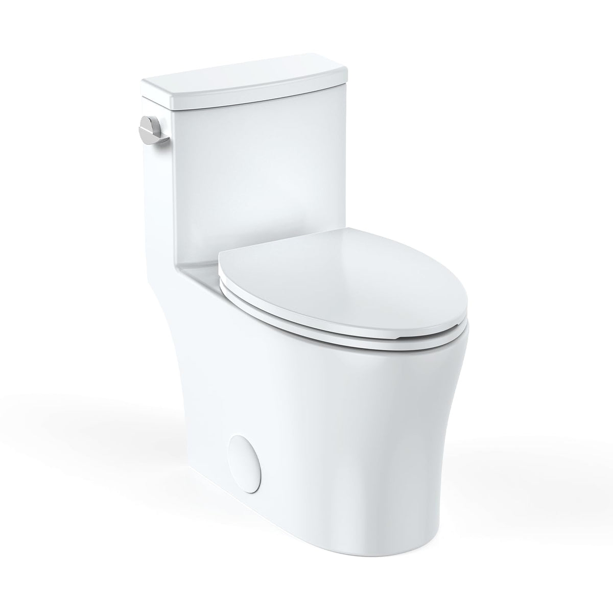 One-Piece Toilet for Bathroom, Comfort Height 16", Elongated with Under-Locking Lid, Soft Close Seat, Dual Flush, Powerful Flush