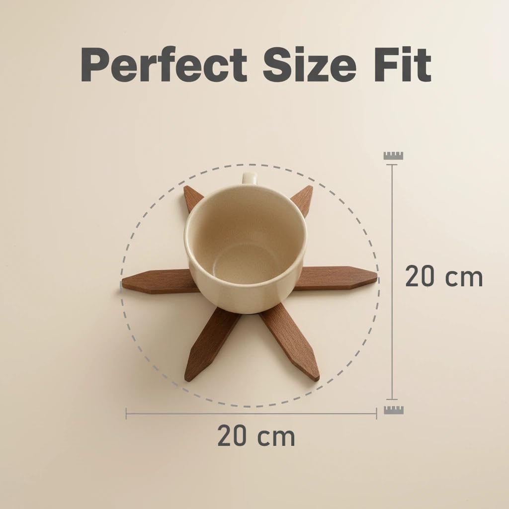 Walnut Tree Table Mat,Wooden Table Mat Tree,Foldable Trivets for Hot Dishes,Non-Slip Heat Insulated Folding Wood Table Plate Mat (Walnut)