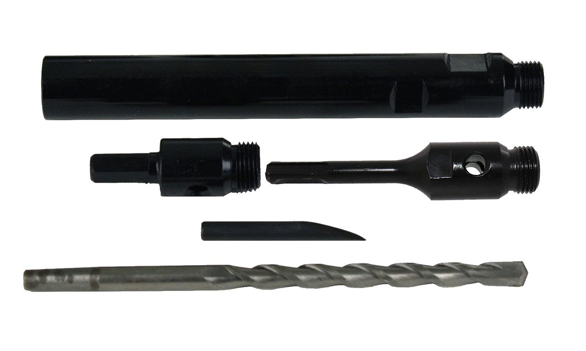 Steel Dragon Tools 4-Piece Dry Diamond Core Drill Bit Kit with Case – 1.5", 2", 3", 5" Bits 6" Depth Laser-Welded Segments Includes SDS & Hex Adapters Pilot Bit Drift Key Aluminum Storage Case