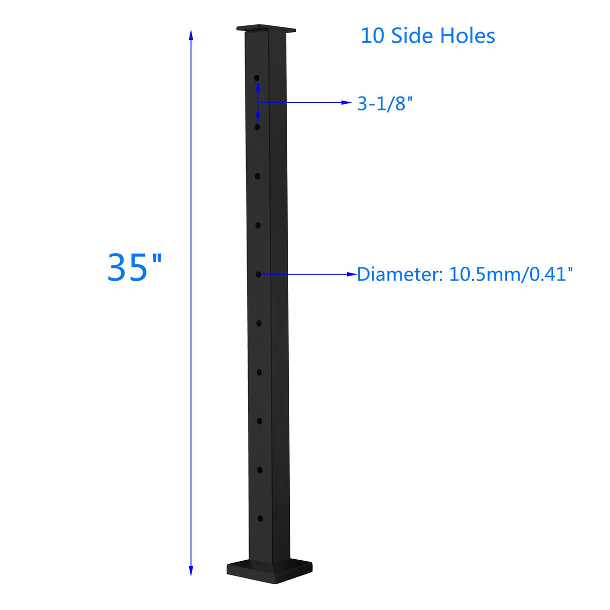 Senmit Cable Railing Post - Stainless Steel Square Fence Post for Deck Cable Railing System (36" Level-drilled-4 Pack, Black)