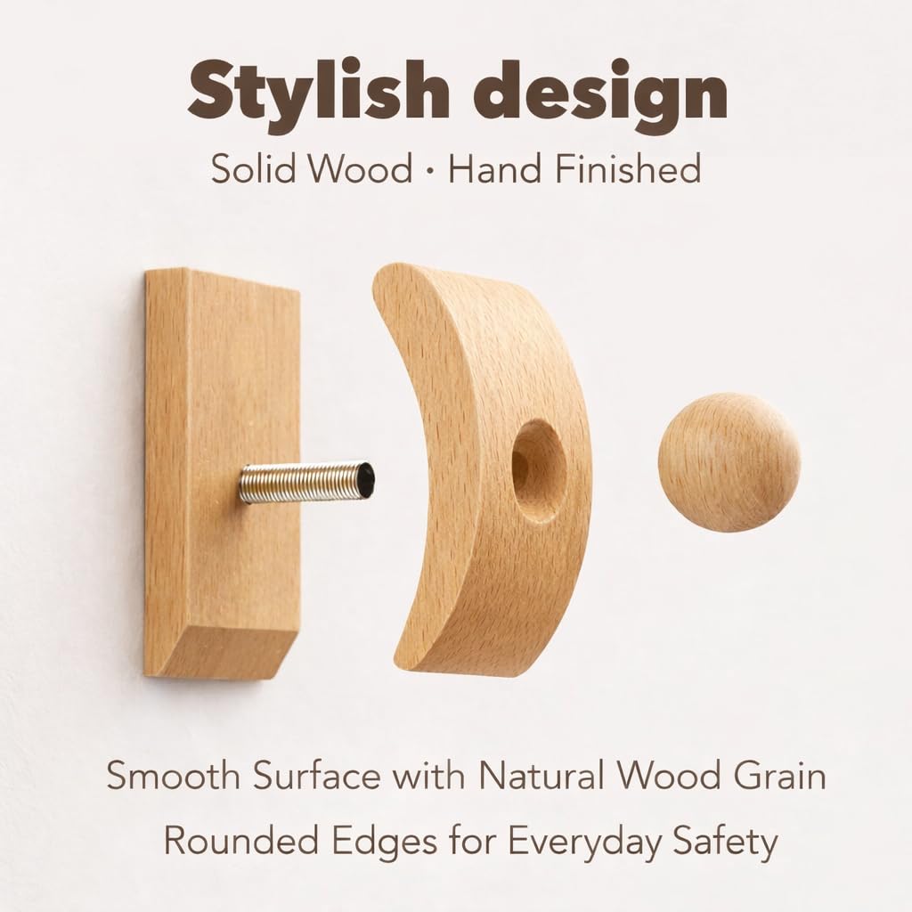 Blanket Hanger for Wall Decor, 4 Pack Solid Beech Wood Blanket Holders with Screws, Wooden Quilt & Tapestry Hangers for Blankets and Throws (Natural Beech)