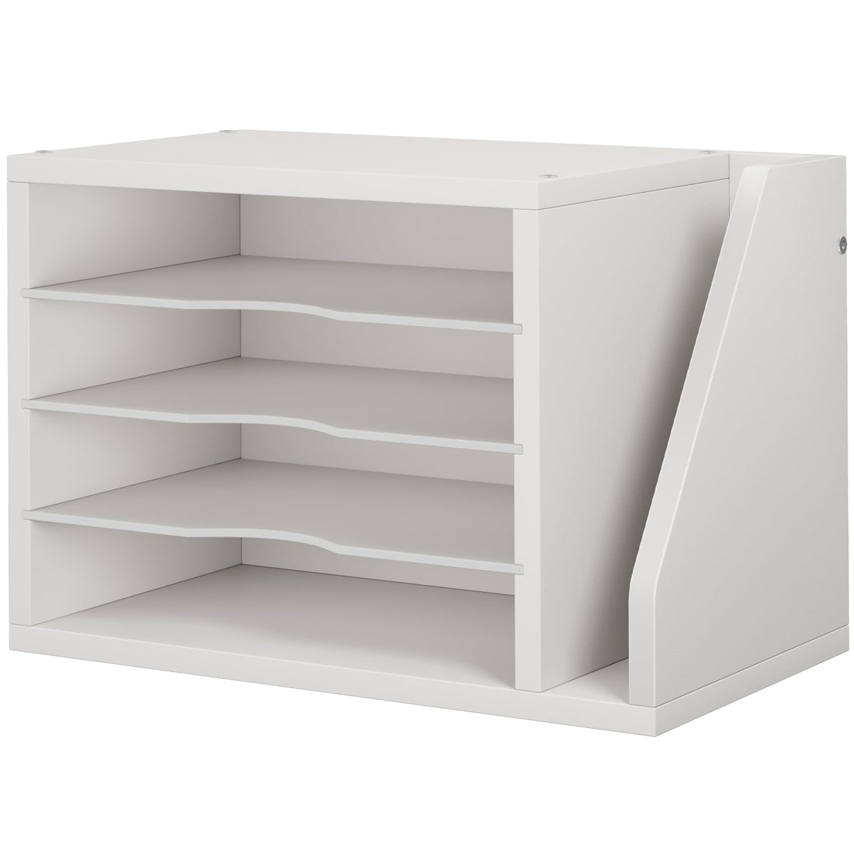 Creso hom Mail Sorter, File Organizer Desktop, Wood Desk Organizer with 3 Adjustable Shelves, Mail Holder for Office, Home, Letter Sorter File Holders for Envelopes, Mail Supplies Magazines, White