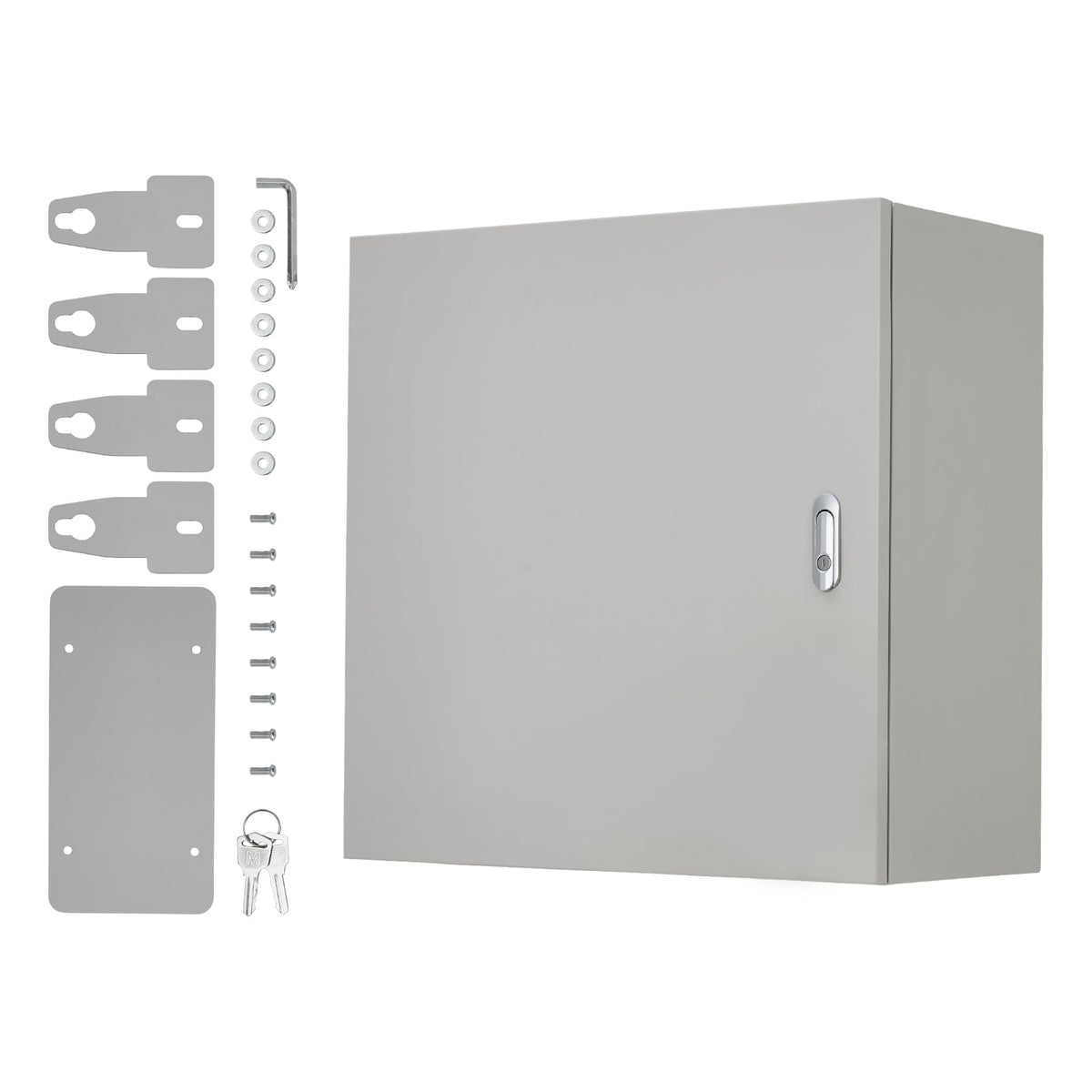 IP67 NEMA 4X Waterproof Electrical Enclosure, Lockable Dustproof Junction Box with Mounting Plate – Heavy Duty Steel Outdoor Indoor Meter & Panel Box for GFCI, Timer, Power Strip, (24"x24"x8")