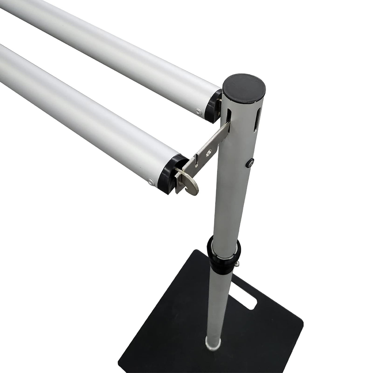 Hecis Double Layer Adjustable Crossbar and Hangers for Pipe and Drape Kit, 8-10ft Width Silvery Aluminum Backdrop Stand