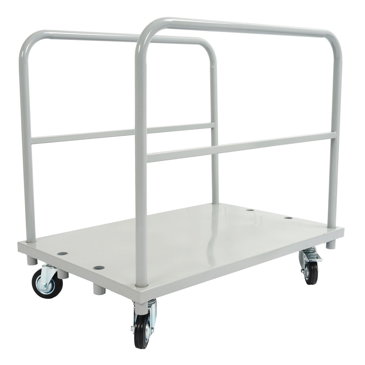 Gelacie 23x34inch Steel Panel Truck Cart, Flat Dolly Cart, Flatbed with 2000 lbs Capacity Platform Truck, Heavy Duty Lumber Drywall Dolly, 4 Swivel Casters, Board with 2 Detachable Side Handrails