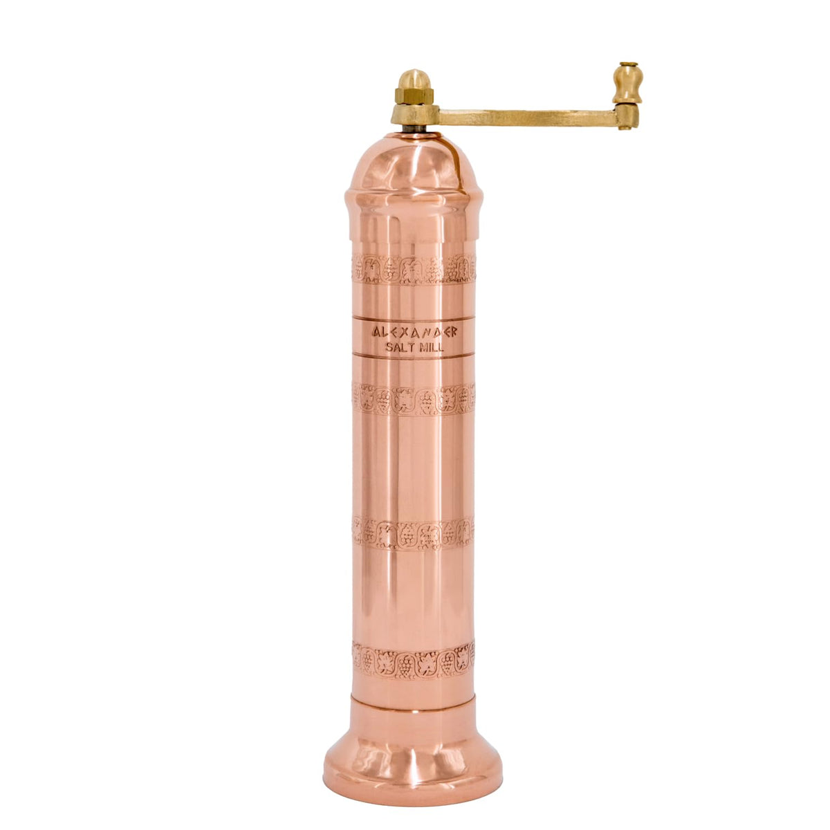 Alexander Home The Original Greek Salt Mill 9 Inch Tall | European Salt Mill Grinder with Crank Handle | Manual Salt Grinder | Salt Refillable - Copper