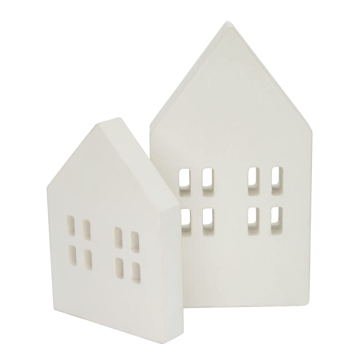 House Shaped Wooden Sign Block Farmhouse Home Sign Tiered Tray Decor 2 Pack (White)