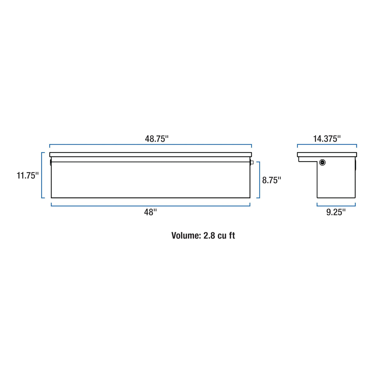 UWS EC30201 48-Inch Heavy-Wall Aluminum Truck Side Tool Box with Low Profile, RigidCore Lid