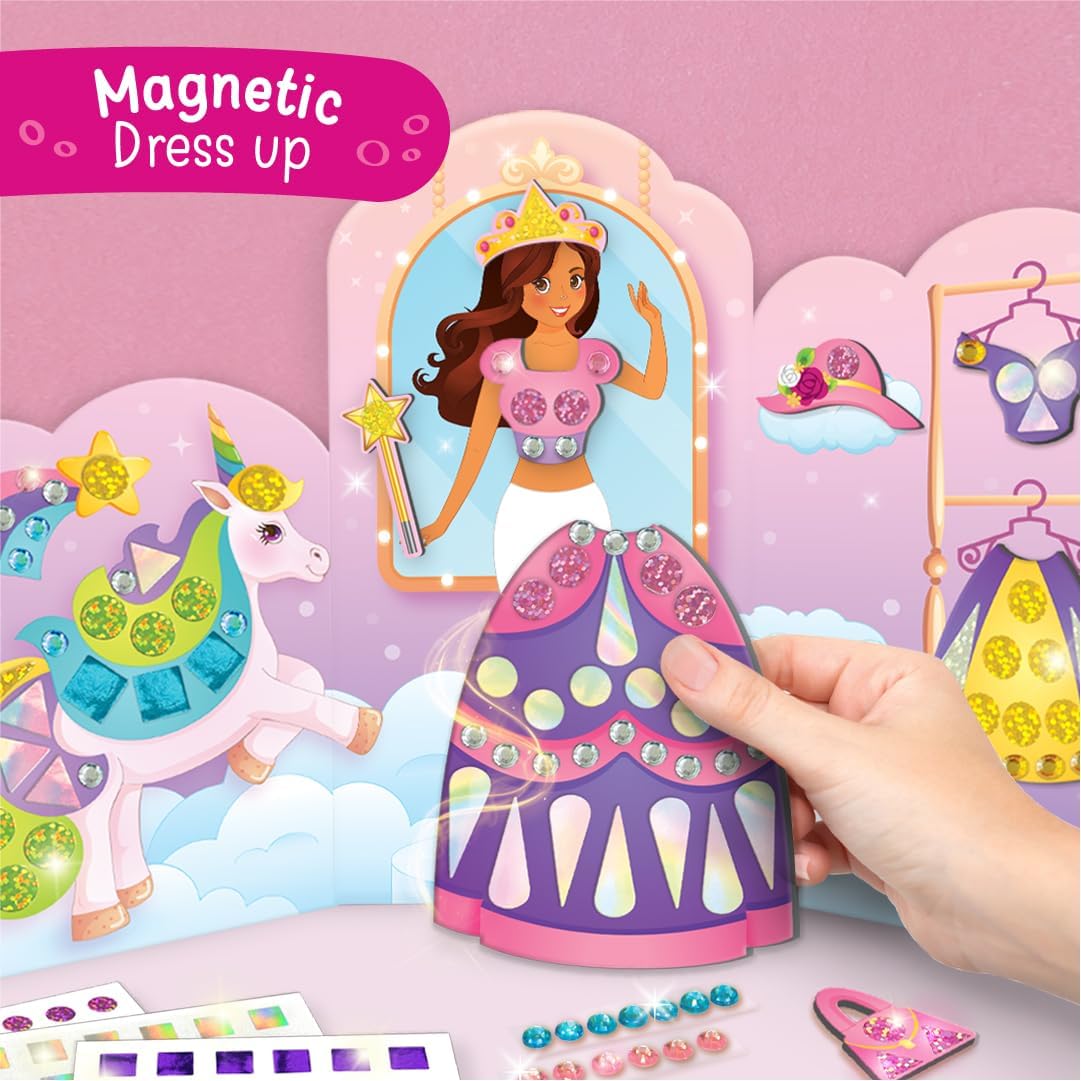 Imagimake Unicorn Craft Kit | 20+ Mess Free Activities | Bracelet Making Kit, Magnetic Board Princess Dress Up, Unicorn Stickers and More | 5,6,7,8 Year Old Girl Birthday Gift | Crafts for Girls 8-12