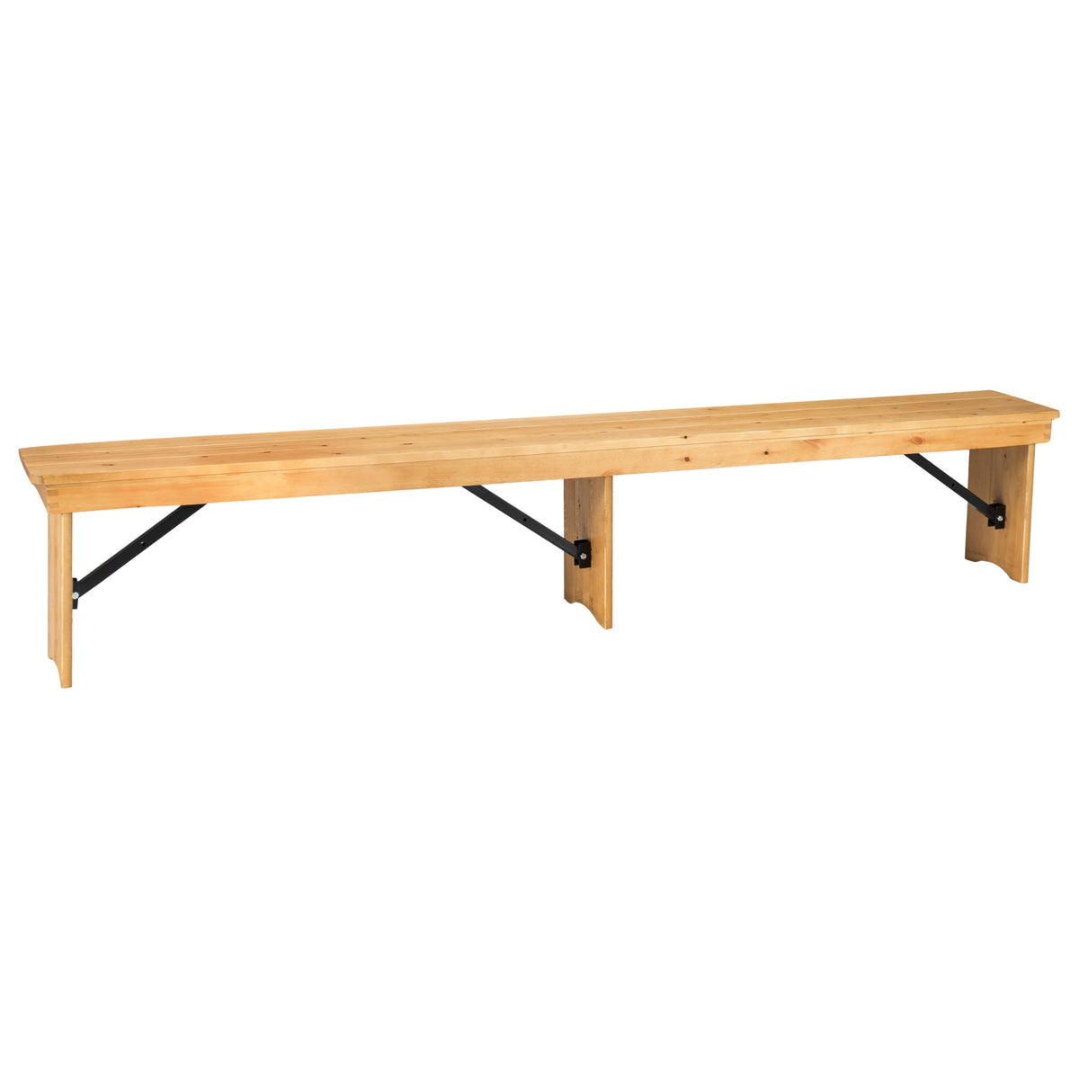 Taylor & Logan Ingles 8' x 12'' Antique Rustic Light Natural Solid Pine Folding Farm Bench with 3 Legs