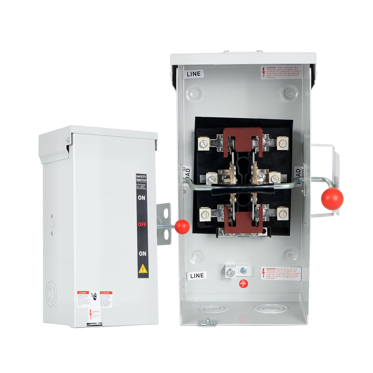 100A Generator Transfer Switch, 12000/24000/45000W General-Duty Double-Throw Safety Switch, 120/240/450V Manual Transfer Switch with Arc Extinguishing Cover, NEMA 3R Standards for Indoor/Outdoor Use