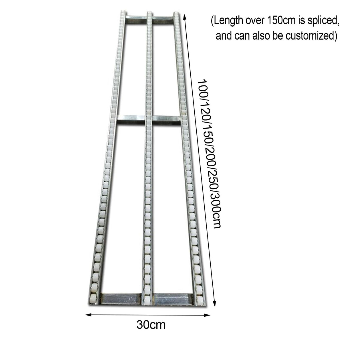GZHENMZ Roller Stand Light-Duty Gravitys Conveyor, Splicable Roller Conveyor Slides, Portable ABS Plastic Roller, Transport Box Line Unloading Pulley(Silver-(W) 30cm,(L) 120cm)