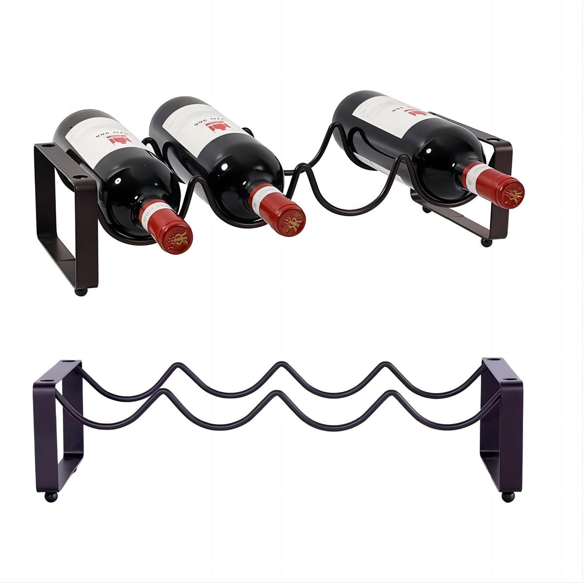 REDANT 2-Tier Stackable Wine Rack for Countertop - Metal Wine Bottle Holder, Small Wine Storage Organizer for Inside Cabinet, Kitchen, Bar, or Dining Room, Holds 8 Bottles, Bronze