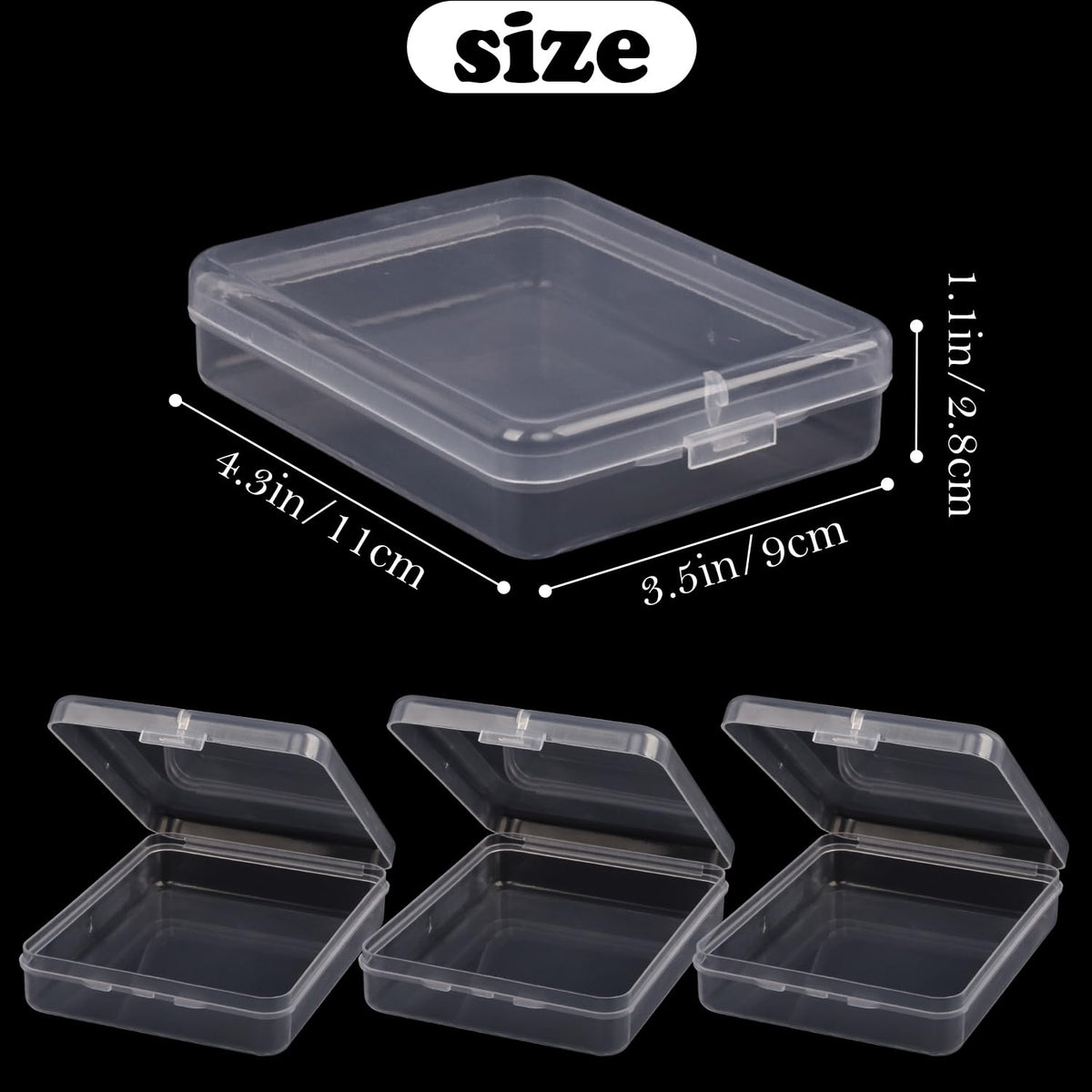 Nsmykhg Small Plastic Storage Containers - 24 Pack Clear Boxes for Beads, Jewelry, and Craft - Stackable Mini 4.3"x3.5"x1.1"