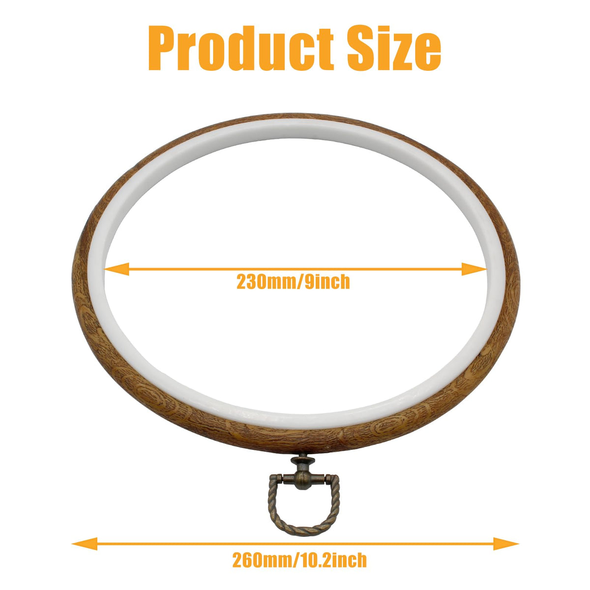 Auvotuis 3Pcs 9 Inch Round Embroidery Hoops Imitated Wood Cross Stitch Hoop, Circle Display Frame for DIY Christmas Ornament, Art Craft Sewing