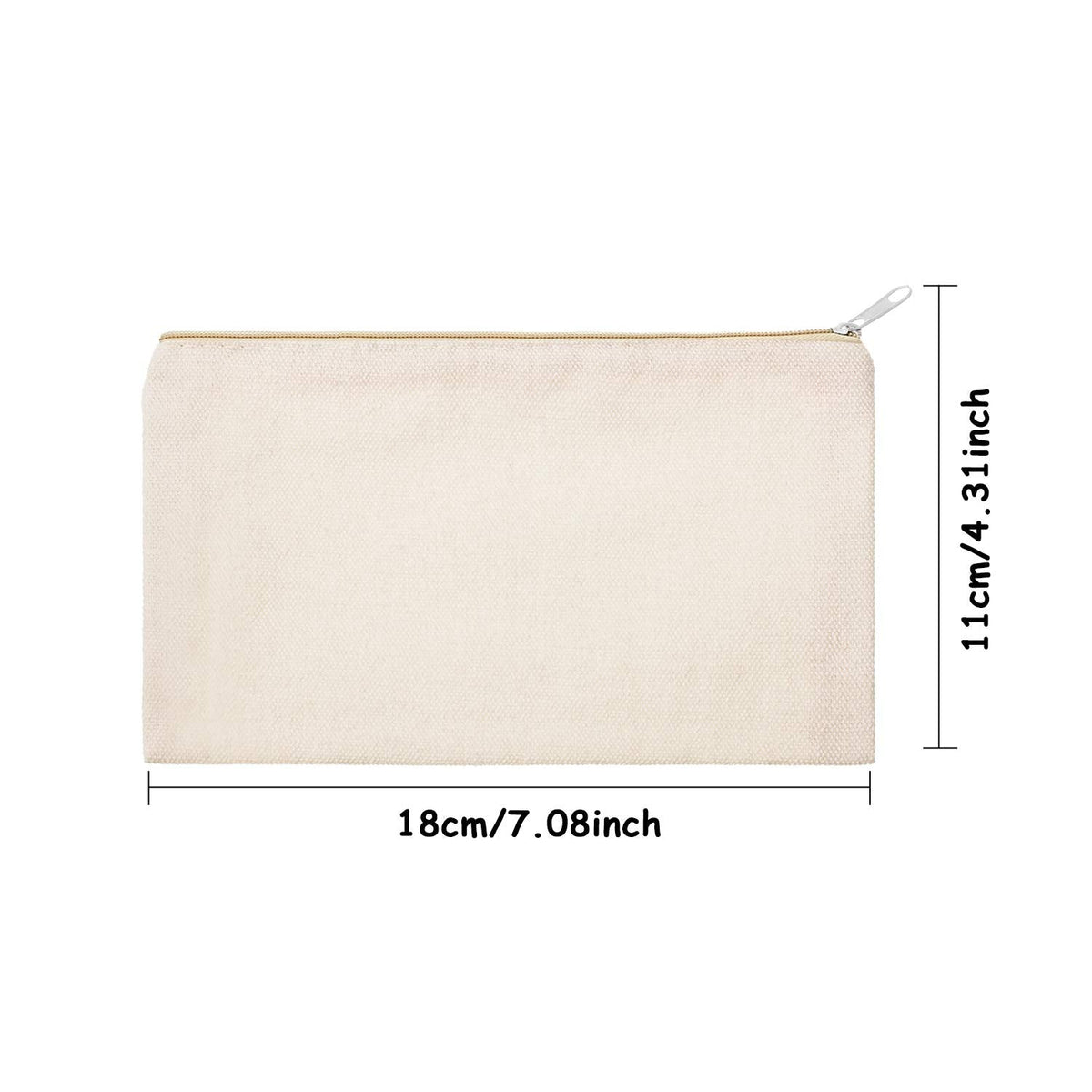 meekoo 16 Pack Blank Canvas Pouch Zipper Cosmetic Bag Bulk Plain Makeup Pouch Purse Sublimation DIY Craft Multipurpose Travel Toiletry Bag for Makeup Cosmetic Stationary Storage(S,Beige)