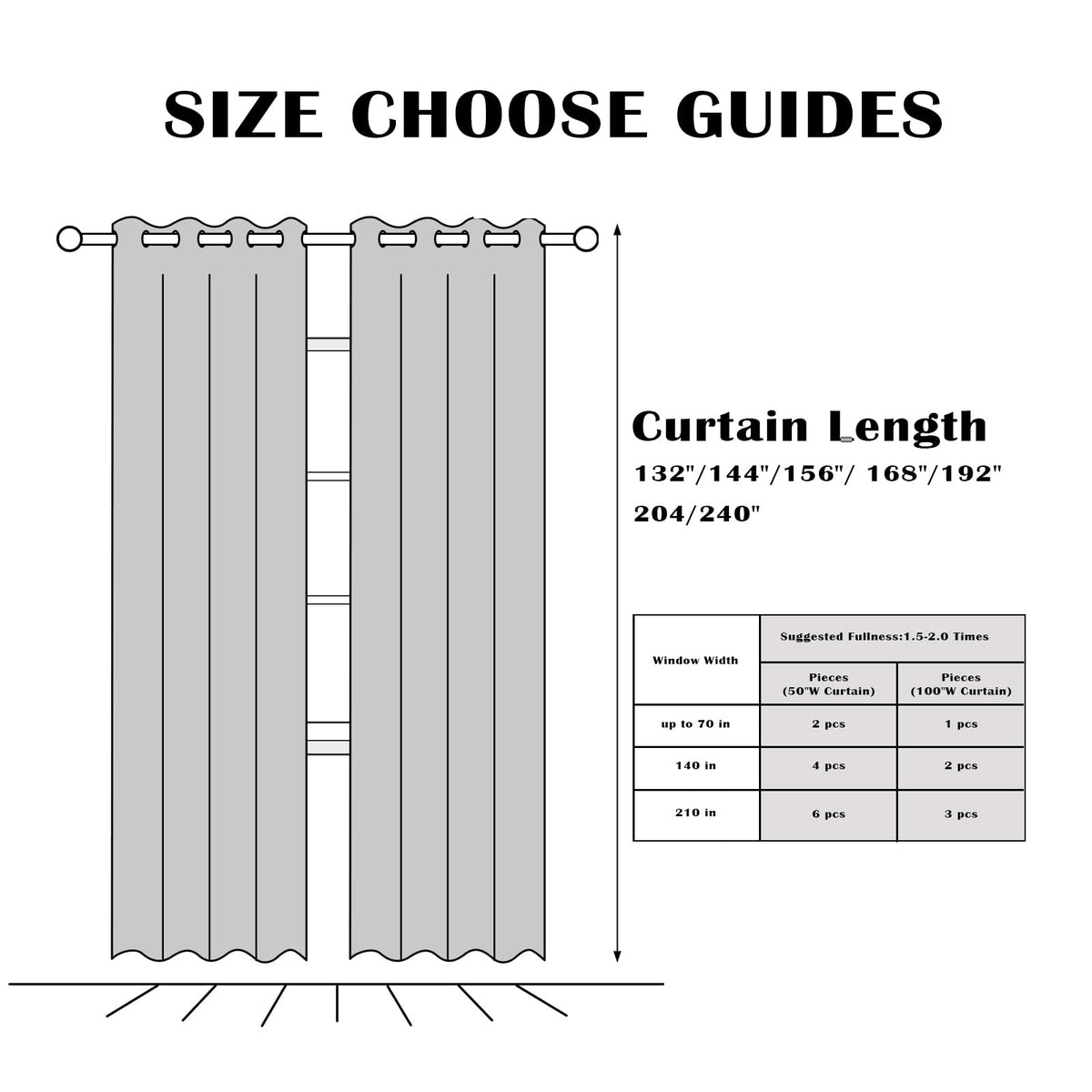 Tiadkh Home Decor Blackout Extra Long Curtains，132" Long Grommet High Ceiling Draps Noise Reducing 2 Story Curtains for Living Bedroom Windows(1Panel，W52xL132)
