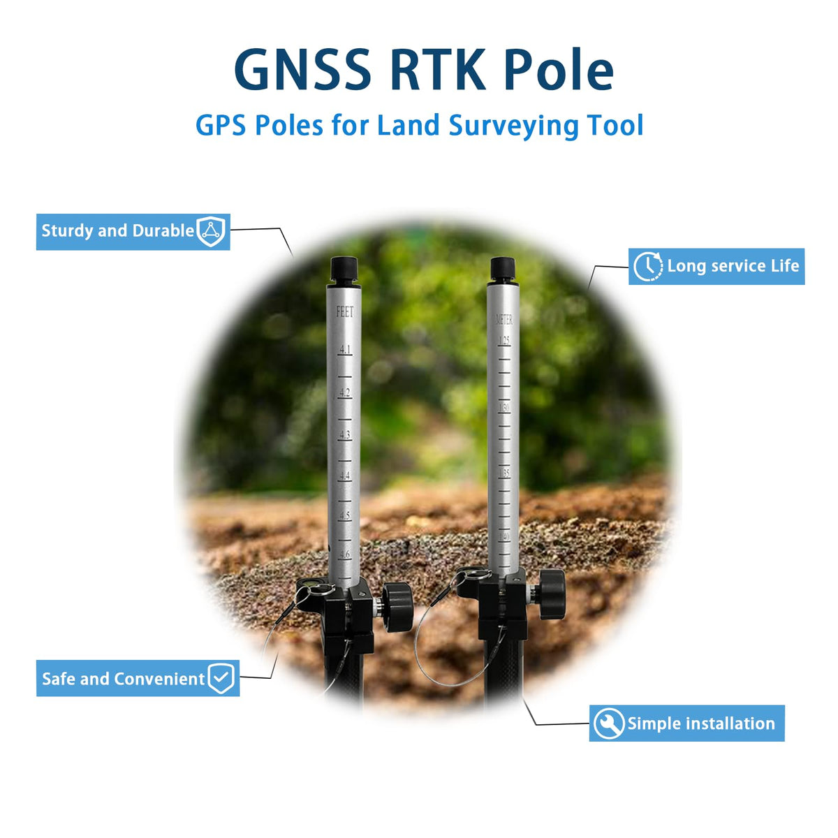 2.2M/7.22FT Carbon Fiber and Aluminum GPS Pole with Carry Bag, Telescopic Range Pole of Level Bubble, Rover Rod RTK GNSS Surveying Tool, Portable Prism for Surveying & Engineering, Meter and Feet, Universal Standard