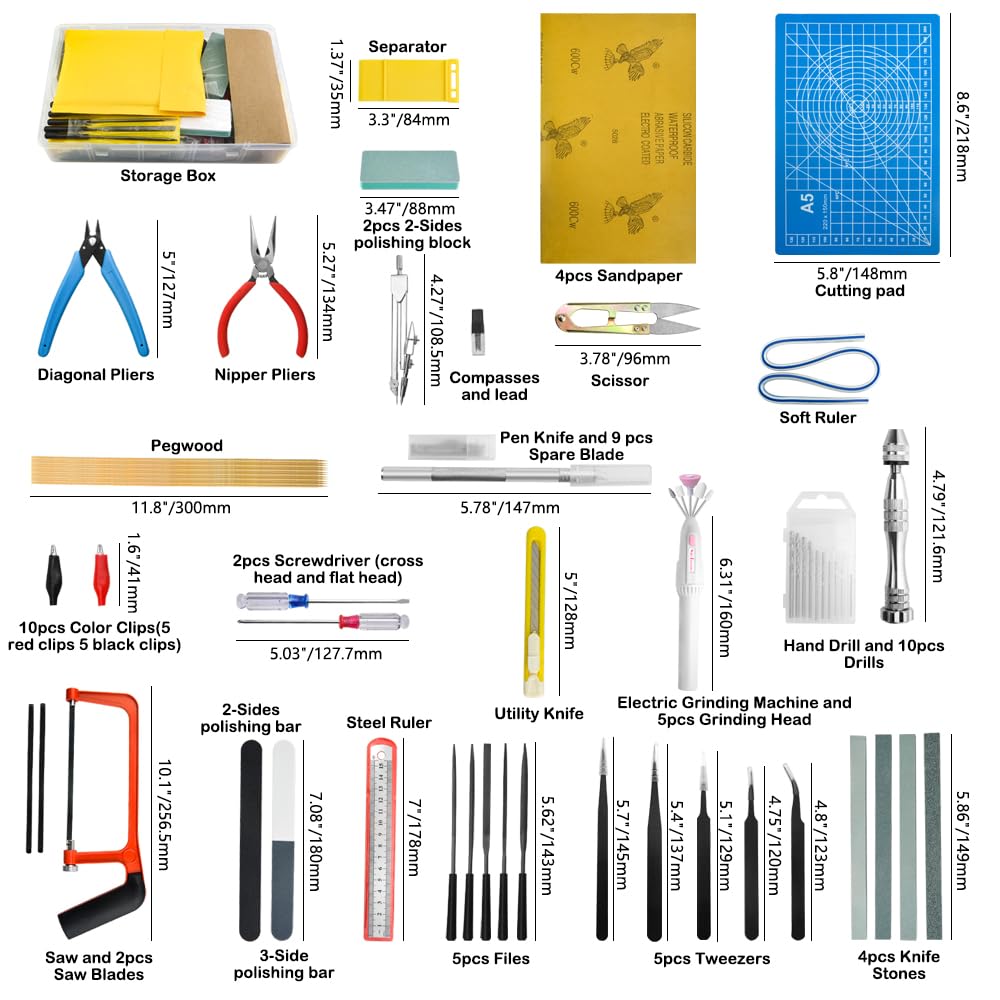 Bigstone 85 PCS Model Tools Kit Hobby Building Tool Craft Set Modeler Basic DIY Tools for Cars, Airplanes, Buildings, Robots Gundam Plastic Models Building Repairing and Fixing