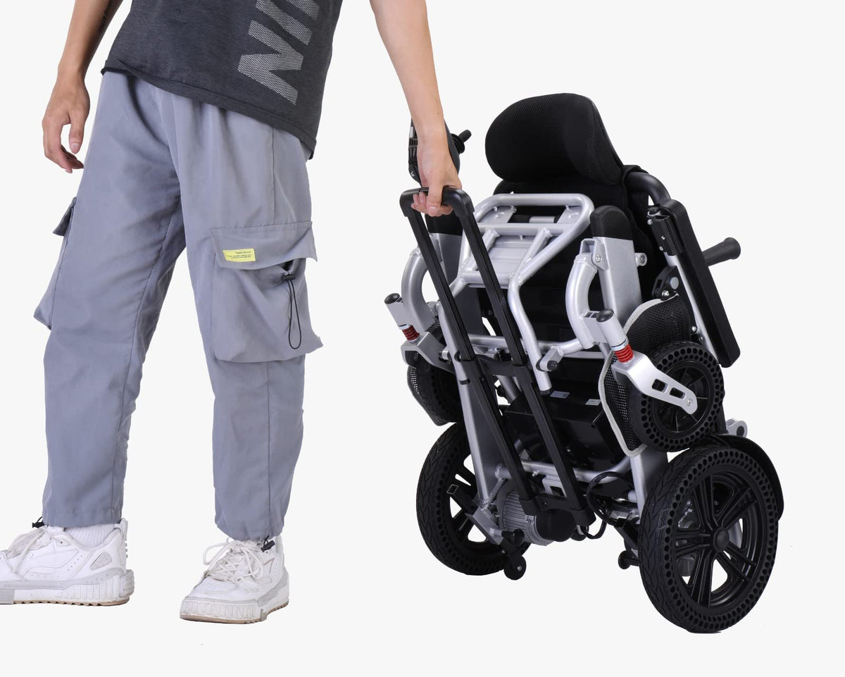 Rubicon DX11 - Reclining Foldable Electric Wheelchairs for Adults - Longest Range 25 Miles of Freedom: Airline Approved Deluxe Electric Wheelchair with Dual 12AH Lithium Batteries, 600W Motor (Model7)