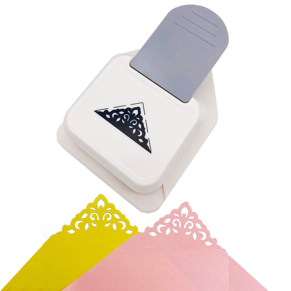 MIAO JIN Large Craft Corner Punch Triangular Flower Pattern Scrapbook Supplies Craft Punch Photo Cutter Card Making Supplies (Shell Color Random)