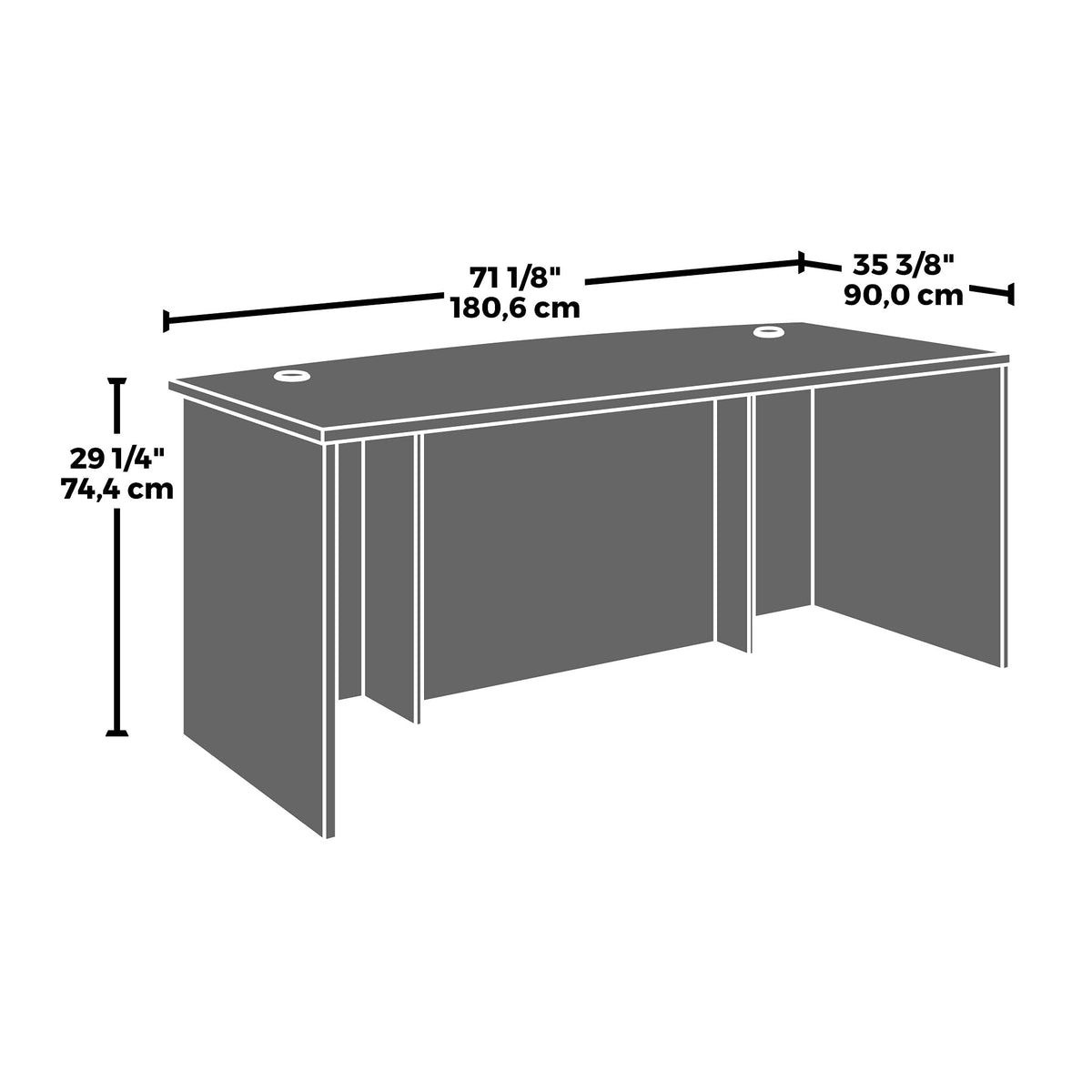OfficeWorks by Sauder Affirm 72" Bowfront Commercial Exec Desk, Classic Cherry Finish