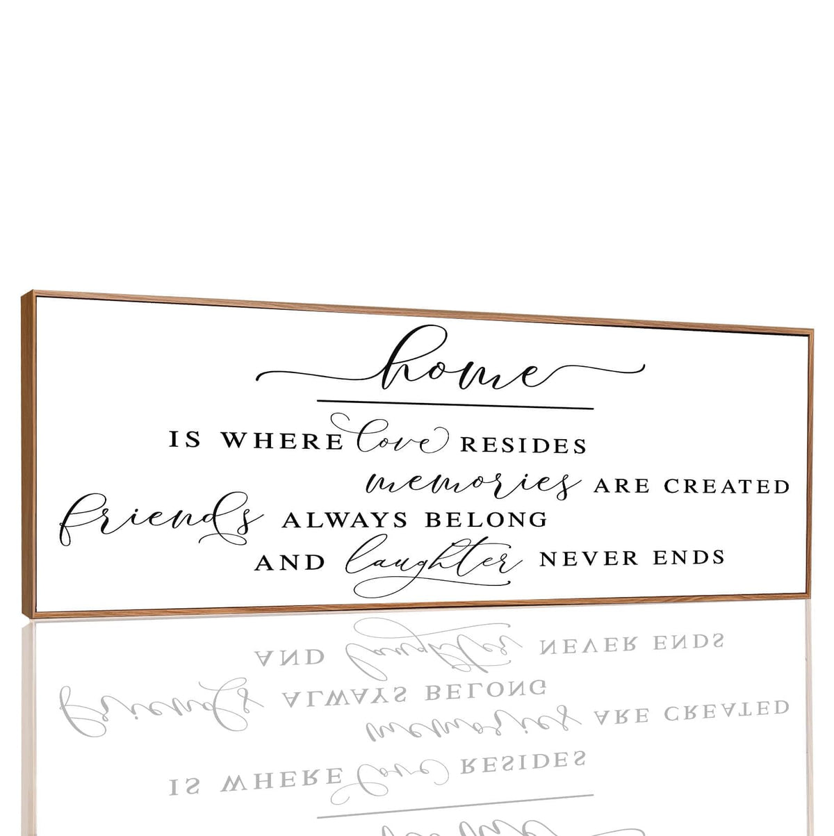 Inspirational Home Sign Canvas Art for Farmhouse Decor - Rustic Living Room Wall Art (Brown Wooden Frame/ 43x15inch)