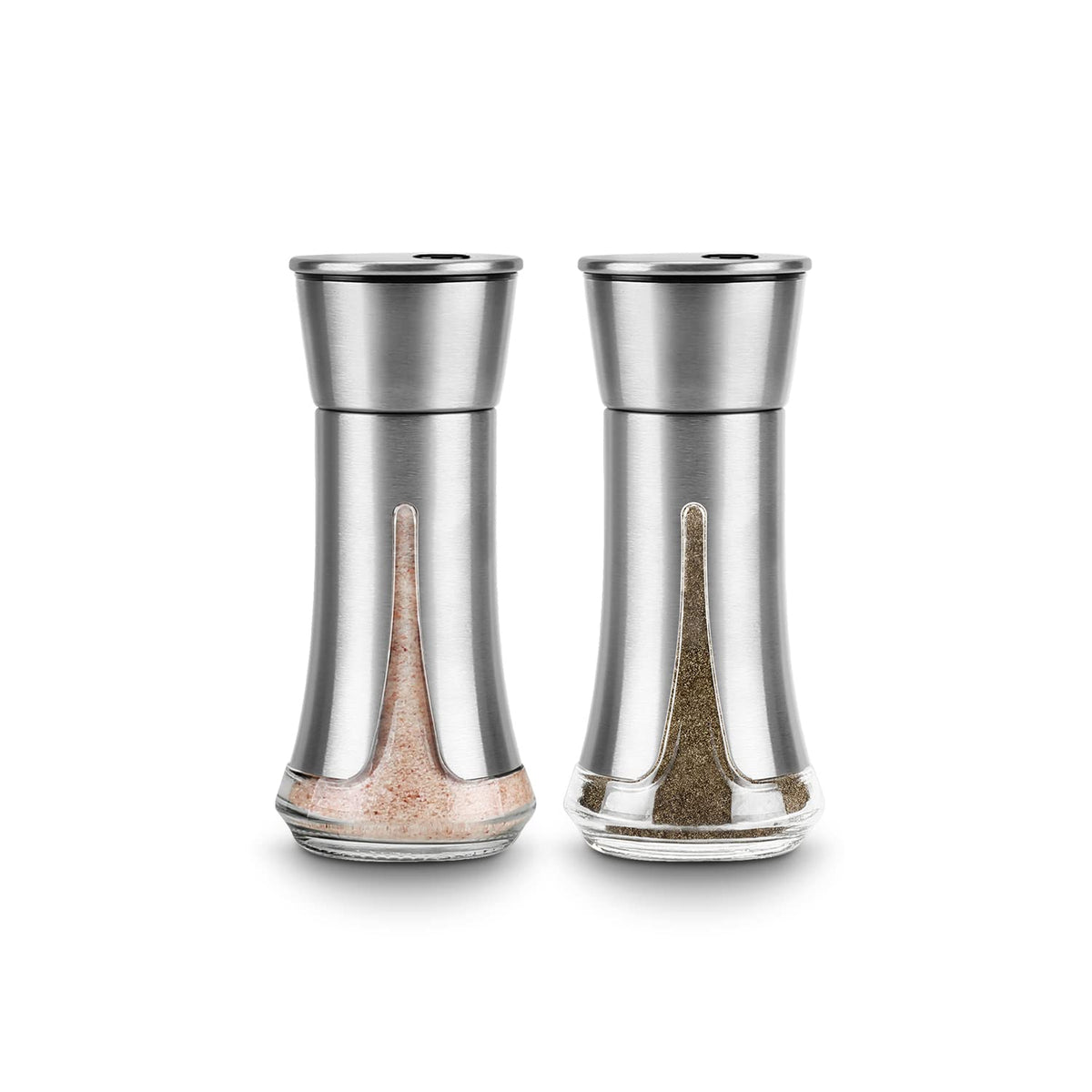 Salt and Pepper Shakers by Aelga - Salt Shaker with Adjustable Pour Holes for Himalayan, Kosher