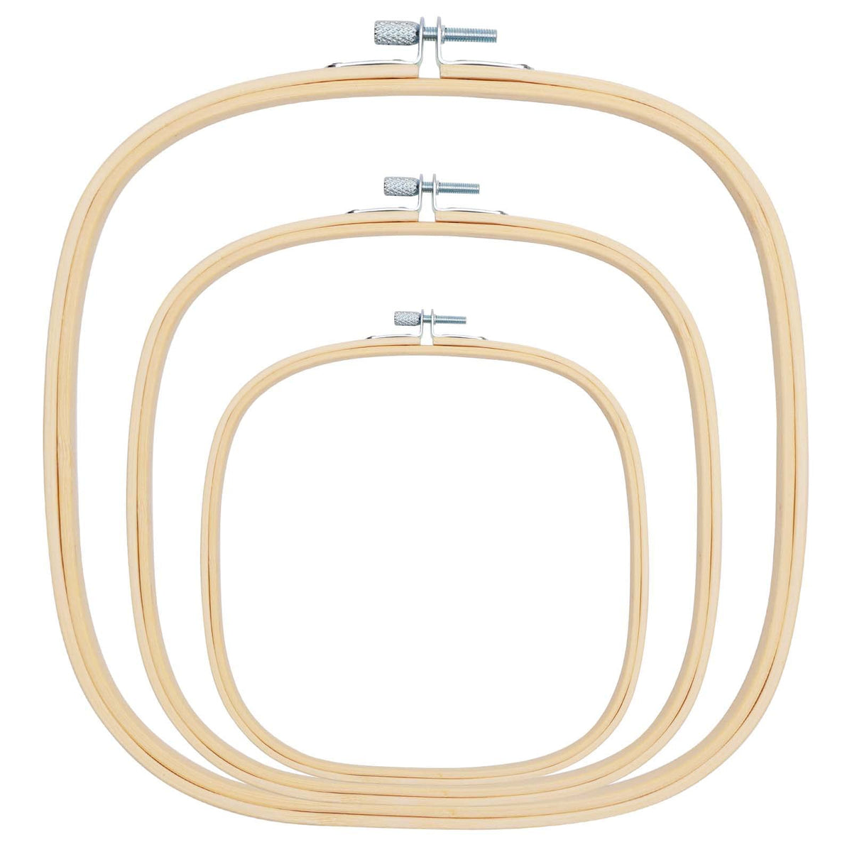 Caydo 3 Pieces 3 Sizes Square Embroidery Hoops Adjustable Circle Cross Stitch Hoop Embroidery Frames for Sewing, Needlework, DIY Embroidery Craft