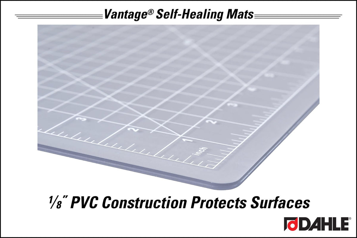 Dahle Vantage 10681 See-Through Premium Self-Healing Cutting Mat, 12"x18", 1/2" Grid, 5 Layers for Max Healing, Perfect for Crafts & Sewing, Clear