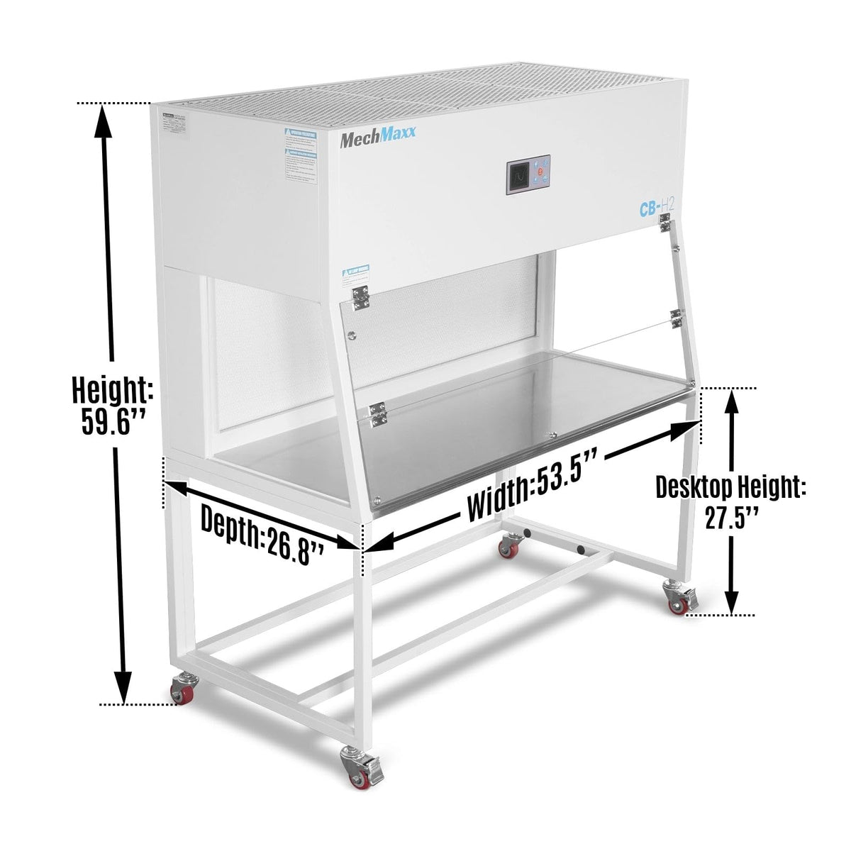 MechMaxx 53.5'' Wide Horizontal Laminar Flow Clean Bench with HEPA Filtration & UV Sterilization | ISO Class 5, CB-H2